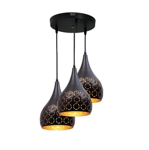 Top Trending Vintage Black Metal Hanging <b>Light</b> Pendant <b>Ceiling</b> <b>Light</b> and Lamp Set of 3 Handmade for Home Decor - Product Image 1