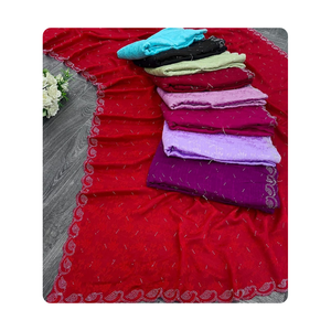 ชุดส่าหรีผ้าซาตินแฟนซีสำหรับอินเดียและปากีสถานประดับด้วยหินสำหรับงานเลี้ยงตอนเย็นและงานรื่นเริง - Product Image 6