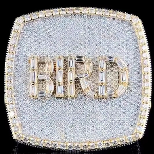 Bague Hip Hop personnalisable avec nom, diamant taille moissanite, plaqué or rose 16 carats, certifiée IGI - Product Image 1