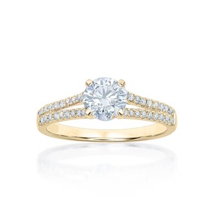 <b>Split</b> Shank Elegant Lab Grown Diamonds Round Brilliant Engagement <b>Ring</b> F-VS2 Top Notch Quality 14K Solid Gold Prong Setting - Product Image 3