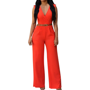 2025 Ladies Wholesale Summer Sleeveless Breathable High Waist <b>Casual</b> Custom <b>Women's</b> <b>Jumpsuits</b> Rompers - Product Image 1