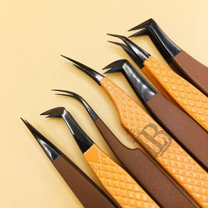 Pince à épiler en gros dorée en acier inoxydable pour extensions de cils volume, outils à cils à pointe fine, logo personnalisé - Product Image 5