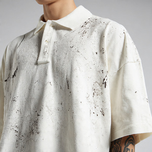 เสื้อเชิ้ตผู้ชายทรงโอเวอร์ไซส์ ล้างสีแบบกรด ล้างหิน ระบายอากาศ แห้งเร็ว แขนสั้น - Product Image 6