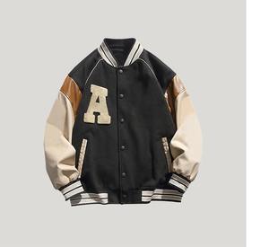 Vestes de baseball de bonne qualité pour hommes avec manches en cuir/Veste universitaire en cuir à manches longues matelassée coupe-vent en gros - Product Image 1