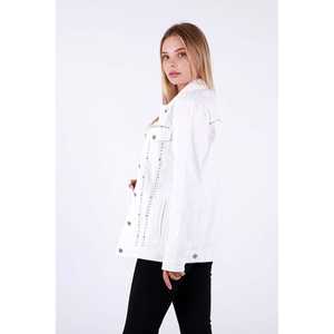 Chaqueta y abrigo de mezclilla con adornos de diamantes de imitación para mujer - Product Image 2