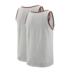 Camiseta sin mangas gris con logotipo gráfico personalizado Camiseta sin mangas de mezcla de algodón pequeña para hombre - Product Image 2