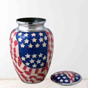 ที่ใส่เถ้ากระดูกอะลูมิเนียมแบบนูนลายธงชาติอเมริกันเป็นมิตรต่อสิ่งแวดล้อมสำหรับงานศพผู้ใหญ่พร้อมดีไซน์ที่ปรับแต่งได้ - Product Image 2