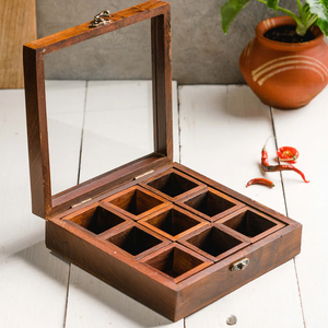 Boîte à épices en bois massif, récipients avec cuillère dans un ensemble de boîte à épices en bois pour cuisine hôtel Restaurant Direct usine - Product Image 5