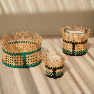 Portavelas de mimbre para decoración del hogar Navidad Touch Vietnam artesanía al por mayor - Product Image 1