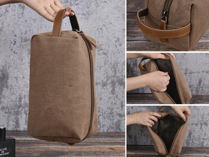 Kit Dopp de lona lavada, afeitado personalizado, padrinos de boda, estuche de viaje para hombres, Parche de cuero, neceser, regalo de Navidad, - Product Image 6