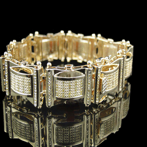 Classique élégant S925 en argent Sterling coupe ronde Moissanite diamant rond Hip Hop Bracelet pour hommes bijoux - Product Image 1