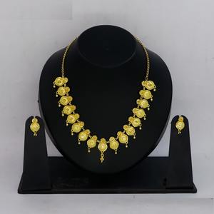Ethnic Gold Plated <b>Necklace</b> <b>Set</b> with Earrings <b>Indian</b> Bridal Floral Jewelry Latest and Unique Designer Wedding <b>Necklace</b> for Women - Product Image 1