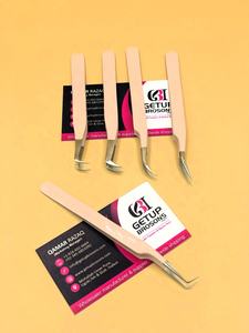 Pinces à cils en acier inoxydable de haute qualité avec logo personnalisé, revêtement poudré couleur pêche, pointe argentée, différents styles, outils de beauté - Product Image 4