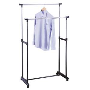 Armario doble ajustable MSV en acero cromado con ruedas, 84 x 43 x 95 cm - Product Image 1