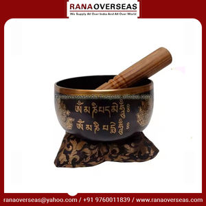 Gran oferta 2024, cuenco para cantar de latón Tibetano para Yoga curativo de Chakra, técnica de fundición de tema budista, cojín de palo de madera de Color negro - Product Image 5