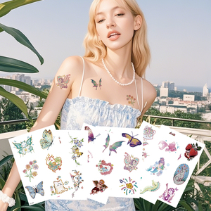 Nuevo diseño impermeable colorido metálico holográfico oro y oro rosa tamaño pequeño tatuaje temporal pegatinas para mujeres y niñas - Product Image 1