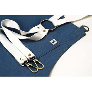 Grembiule in denim bianco effetto stone wash traspirante - Product Image 5