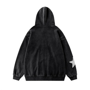 Personnalisé Vintage Distressed Broderie Patch Hoodies Hommes Zip Up Hoodie Amovible Sleeve Hoodie - Product Image 2