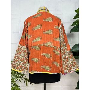 Vintage <b>Kantha</b> Stitch Dori <b>Jacket</b> One-of-a-Kind Handstitched Boho Chic Reversible Short Coat Patchwork Decoration for Spring - Product Image 5