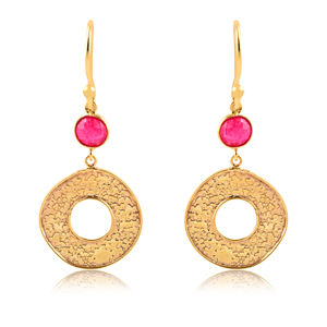 Boucles d'oreilles en argent sterling 925 plaqué or avec bijoux de fête en calcédoine naturelle Aqua - Product Image 1