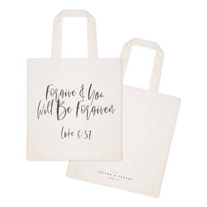 Forgive and Be Forgiven-Cotton Canvas Tote Bag with Luke 6:37 Letter Pattern for Carrying Essentials - Product Image 2