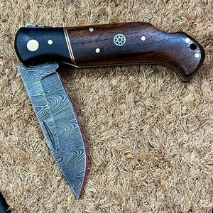 Handmade công nghiệp cấp Damascus thép gấp Pocket Knife Rosewood 3-năm bảo hành-ultimate DIY cắm trại dao OEM/ODM - Product Image 2