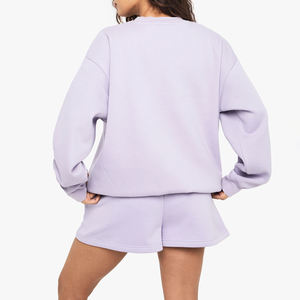 Ensemble sweat-shirt et short pour femme, manches longues, surdimensionné, uni, logo personnalisé, hiver, polaire, écologique, respirant - Product Image 5