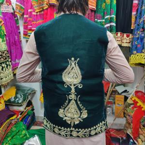 Gilet de travail sans manches pour homme, style afghan traditionnel, fait main, ethnique, culturel, tissu respirant à séchage rapide pour mariage d'été - Product Image 2