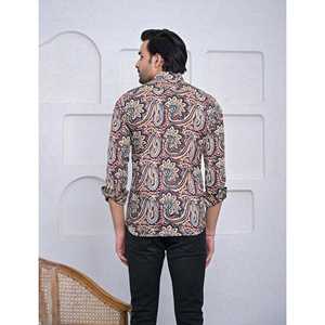 Chemise décontractée pour homme 100% coton imprimée à manches longues, motif floral paisley, tissu Oxford ou popeline, pour le travail, offre ODM - Product Image 5