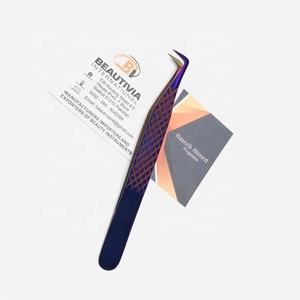 Pince à cils à pointe en fibre de plasma violette en acier inoxydable pointu professionnel LOGO personnalisé OEM - Product Image 3