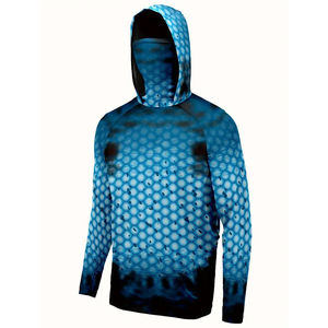 Fishing Hoodie for <b>Men</b> with Gaiter Hood and Quick Dry Sun Safe Fabric Sleeve Shirt for Canoeing or Casting Use UPF 50 Plus Size - Product Image 1