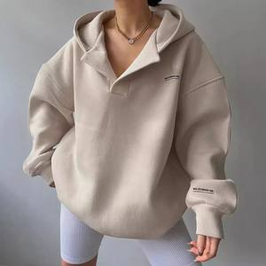 2025 nueva llegada Streetwear sudaderas con capucha de gran tamaño para mujer Drop Shoulder Heavyweight 100% algodón Sudadera con capucha de manga larga para ropa informal - Product Image 1