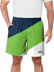 Pantalones Cortos Deportivos Ligeros de Poliéster Duradero con Franja Lateral Azul Verde de los Seattle Seahawks, 100% Poliéster - Product Image 6