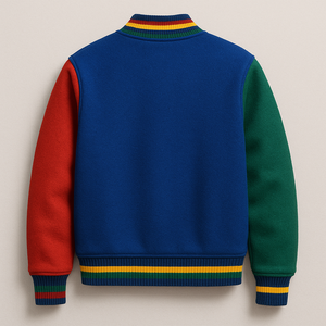 Chaquetas Varsity Unisex Personalizables de Lana y Cuero Ecológico con Cuello Alto y Colocación de Logotipo Frontal - Product Image 3