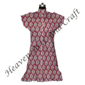 Robe colorée pour femmes décontracté été Midi cou taille libre Style indien tenue décontracté belle main bloc imprimé coton tunique - Product Image 2
