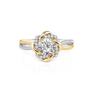 Bague de fiançailles Jeulia Two Tone Love Knot en or avec zircon rond taillé - Product Image 1