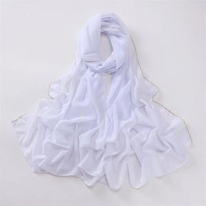 2025 femmes strass mousseline de soie Hijab voile longue écharpe avec collier chaîne crème solaire foulard pour Ramadan extérieur coupe-vent Wrap - Product Image 5