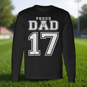 T-shirt de football à manches longues personnalisé pour homme, numéro 17, T-shirt promotionnel personnalisé pour papa fier - Product Image 3