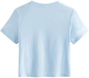 เสื้อครอปสตรีแขนสั้นสำหรับผู้หญิง,เสื้อครอปผ้าคอตตอนพิมพ์ลายเรียบแบบสั่งทำ - Product Image 4