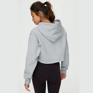 Customized Women Crop Top <b>Hoodies</b> Full Sleeves Unique Styles Long Sleeve Velour Fabric Hooded Short Casual Knitted Autumn - Product Image 5