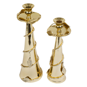 Porte-pilier en aluminium avec laiton fini antique Ensemble de 3 bougeoirs les plus vendus Porte-bougie en forme de bouteille au design unique - Product Image 6