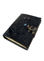 Búho en relieve LIBRO DE SOMBRAS diario de cuero genuino cuaderno de Color negro para hombres mujeres hecho a mano Vintage Deckle Edge diario de papel