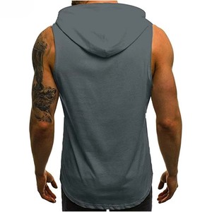 Sweat à capuche personnalisé pour hommes grande taille sans manches Gym Fitness débardeur sports décontractés sweat à capuche uni d'entraînement pour hommes - Product Image 5