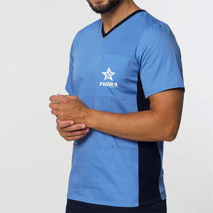 Confortable extensible hôpital infirmière médecin utiliser gommages figues uniformes ensembles col en V manches courtes haut pantalon femmes médical gommage costume - Product Image 1