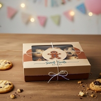 Boîte d'aliments surgelés rigide en relief recyclable brillant/mat avec impression personnalisée pour boulangerie, café et emballage à emporter