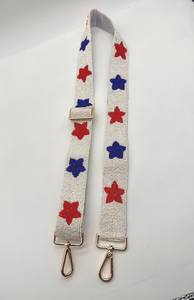 Correa ajustable con cuentas de estrella roja, blanca y azul - Product Image 5