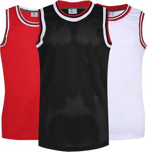 เสื้อบาสเก็ตบอลผู้ชาย3ชิ้น100% เสื้อกล้ามโพลีเอสเตอร์แขนกุดผ้าตาข่ายชุดกีฬาทีมกีฬาชุดฟอร์มฮิปฮอปสไตล์ฟุตบอล - Product Image 1