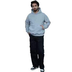 Sweat à Capuche Surdimensionné pour Homme Gris Cozy Cotton Polyester Blend Casual Pullover Streetwear avec Relaxed Fit - Product Image 6