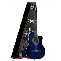 4/4 Blue Classical Guitar Kit Mahogany Neck Glossy Finish Adjustable Truss Rod Tuner Bag Method Book | Midex MGX-100BL-PAK
