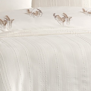 Juego de Ropa de Cama Guzide Arya Ekru de 7 Piezas, Personalizado, Clásico, de Lujo, 100% Chenilla Orgánica, Tejido a Rayas, Lavable - Product Image 4